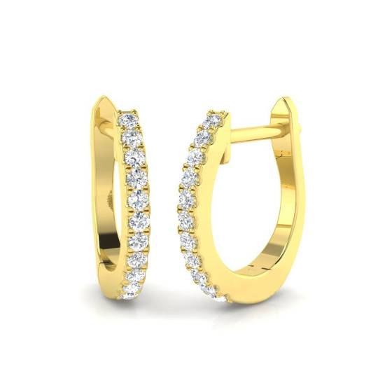0.14ct SI2/G Round cut Natural Diamond Hoop Earrings in 18k Yellow Gold