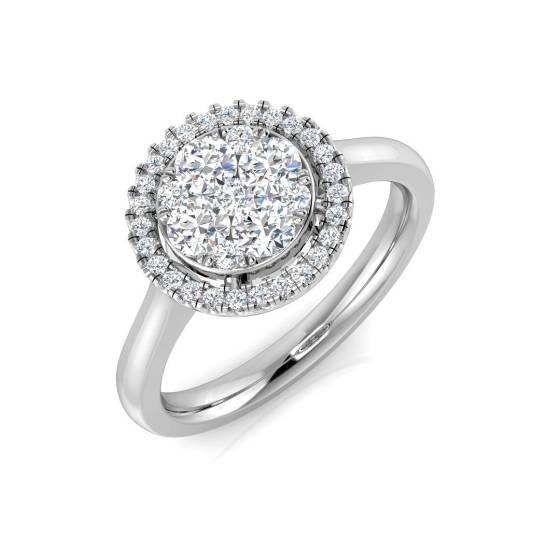 0.53ct SI2/G Round cut Natural Diamond Cluster Ring in 9k White Gold