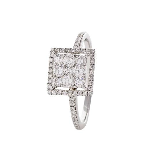 0.70ct VS/E-F Round Cluster Natural Diamond Ring