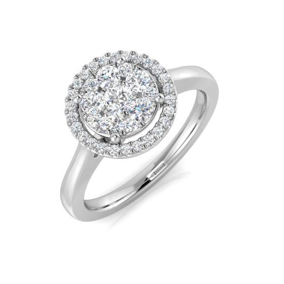 0.46ct SI2/G Round cut Natural Diamond Cluster Ring in 9k White Gold