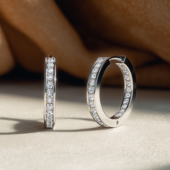Elegant Round Diamond Hoop Earrings