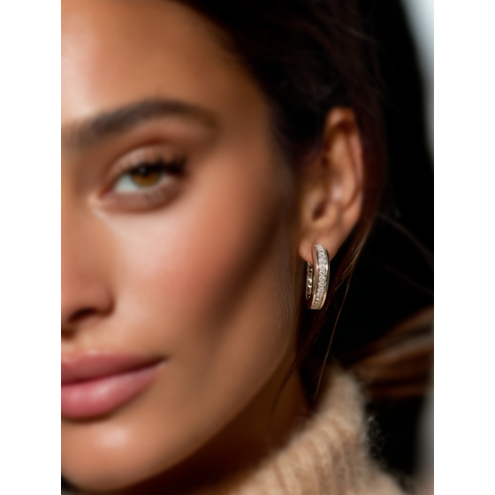 Elegant Round Diamond Hoop Earrings