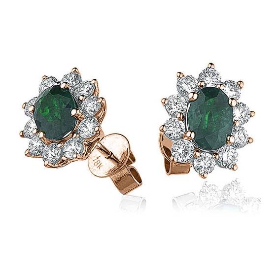 Emerald and Diamond Cluster Earrings