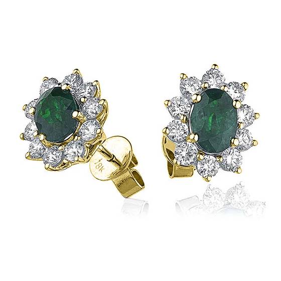 Emerald and Diamond Cluster Earrings