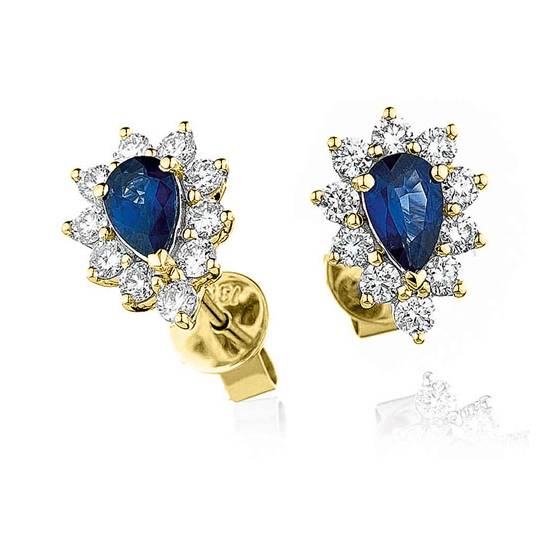 Blue Sapphire and Diamond Cluster Earrings