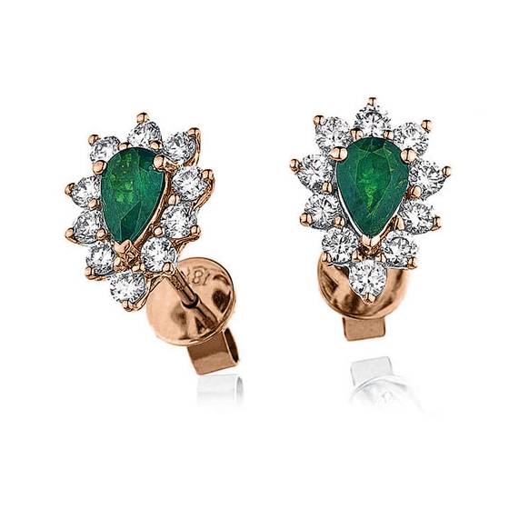 Emerald and Diamond Cluster Earrings