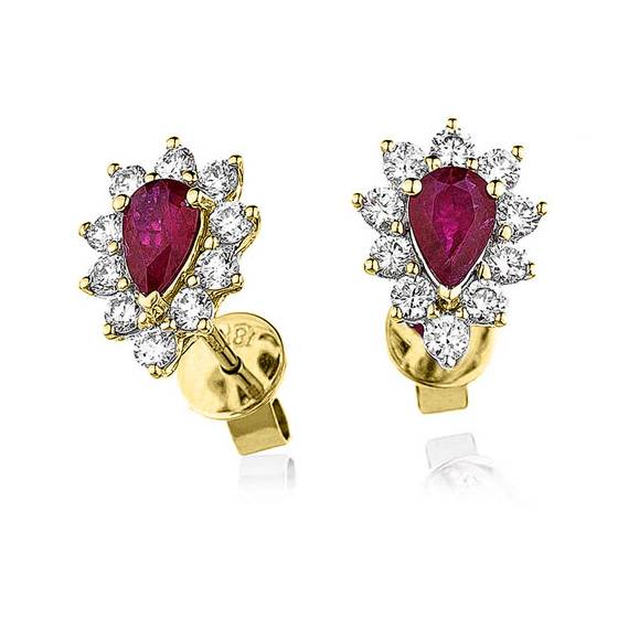 Ruby and Diamond Cluster Earrings