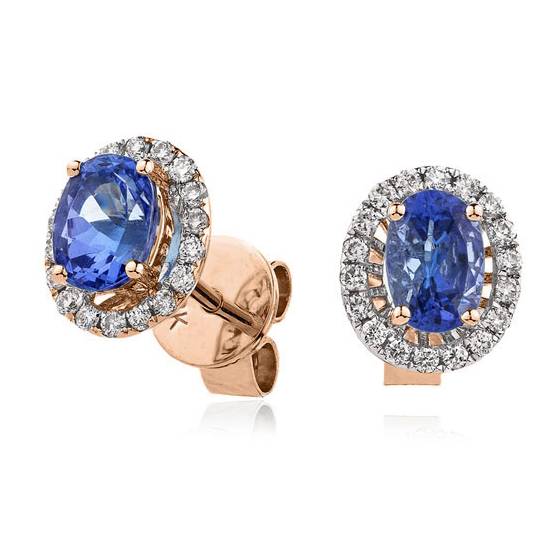 Tanzanite and Diamond Cluster Earrings