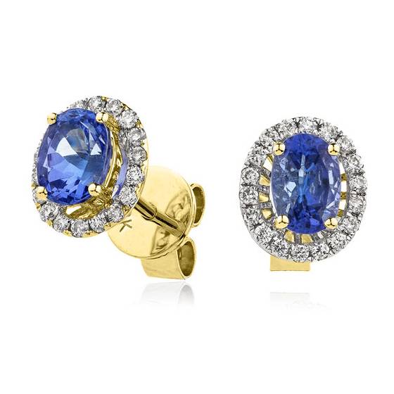 Tanzanite and Diamond Cluster Earrings