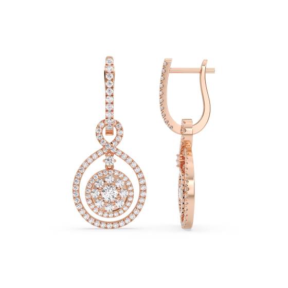 Modern Round Diamond Drop Earrings