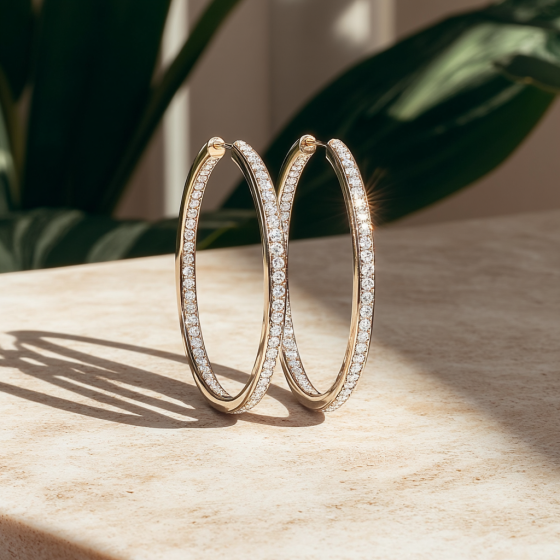 0.75ct Modern Round Diamond Hoop Earrings