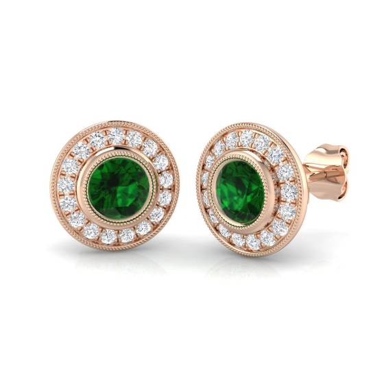 1.30ct VS/E-F Emerald and Diamond Gemstone Earrings