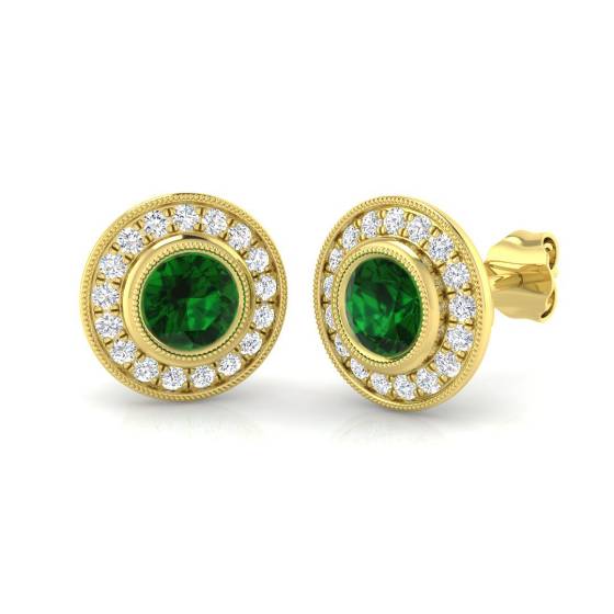 1.30ct VS/E-F Emerald and Diamond Gemstone Earrings