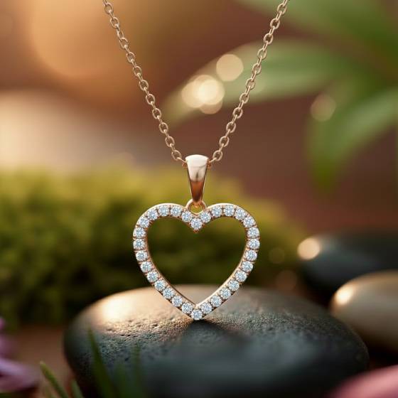 Classic Round Diamond Heart Pendant