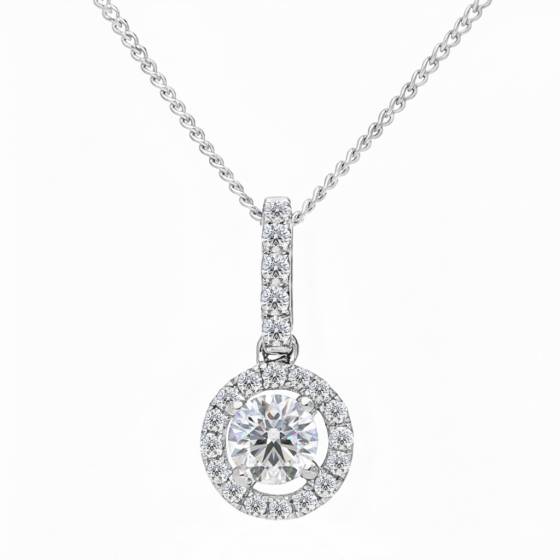 Round Diamond Halo Pendant