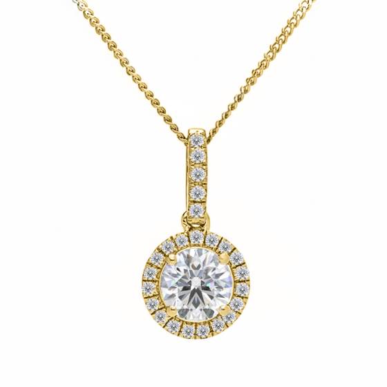 Round Diamond Single Halo Pendant