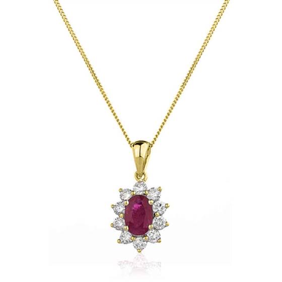 Oval Shaped Ruby and Diamond Pendant
