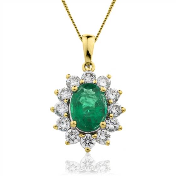 Oval Shaped Emerald and Diamond Pendant