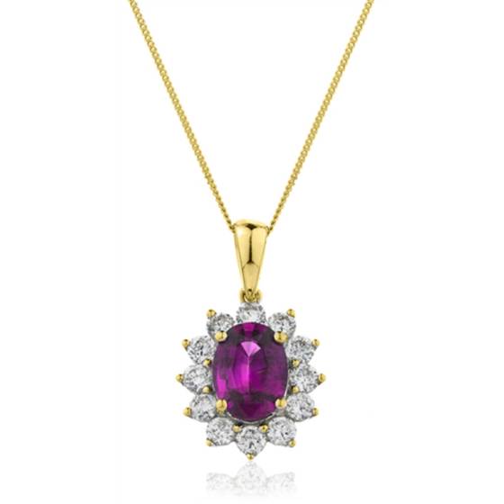 Oval Shaped Ruby and Diamond Pendant