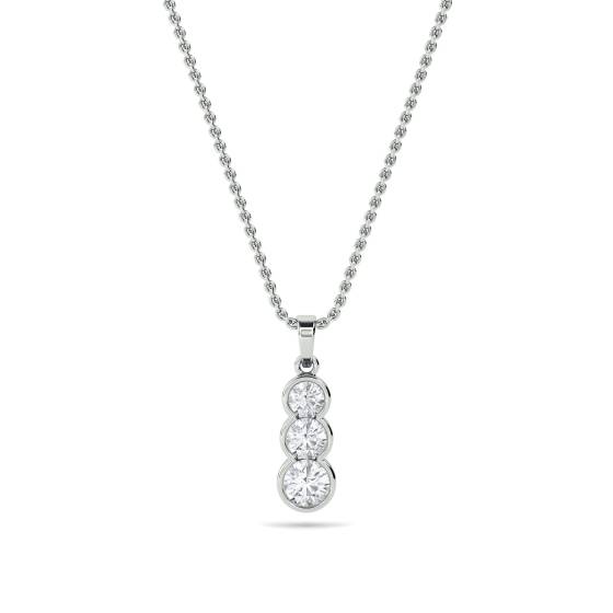 0.55ct VS/F-G Elegant Round Natural Diamond Trilogy Pendant