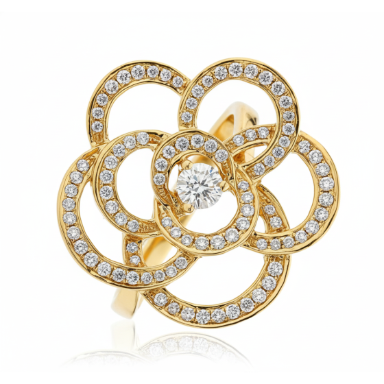 0.70ct VS/F-G Round Natural Diamond Cluster Flower Dress Ring