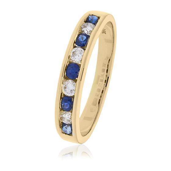 0.55ct Blue Sapphire and Diamond Eternity Ring