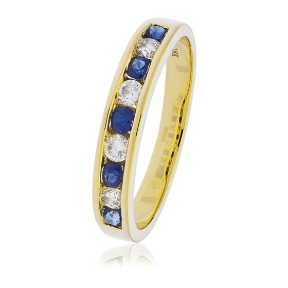 0.55ct Blue Sapphire and Diamond Eternity Ring