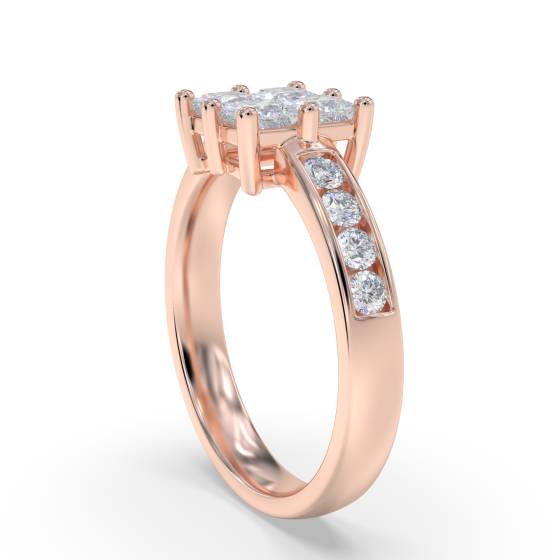 1.00ct Elegant Round and Princess Diamond Cluster Ring