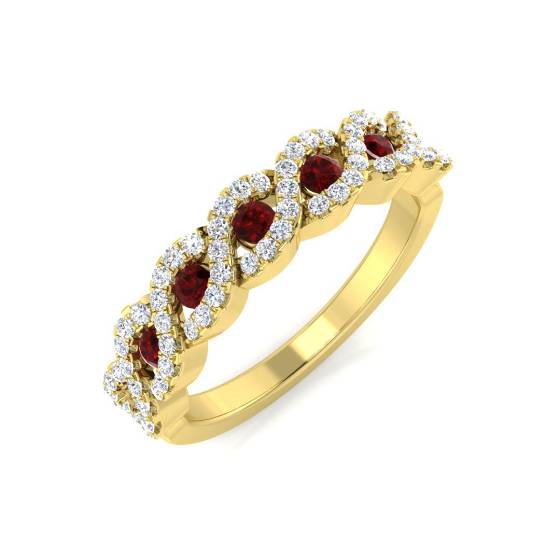 Round Ruby and Diamond Designer Ring