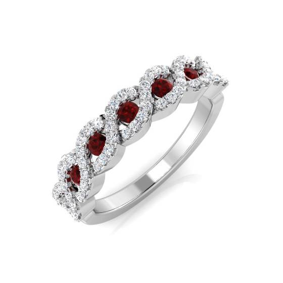 Round Ruby and Diamond Designer Ring