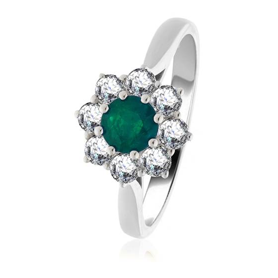 1.10ct VS/ F-G Emerald and Natural Diamond Engagement Ring