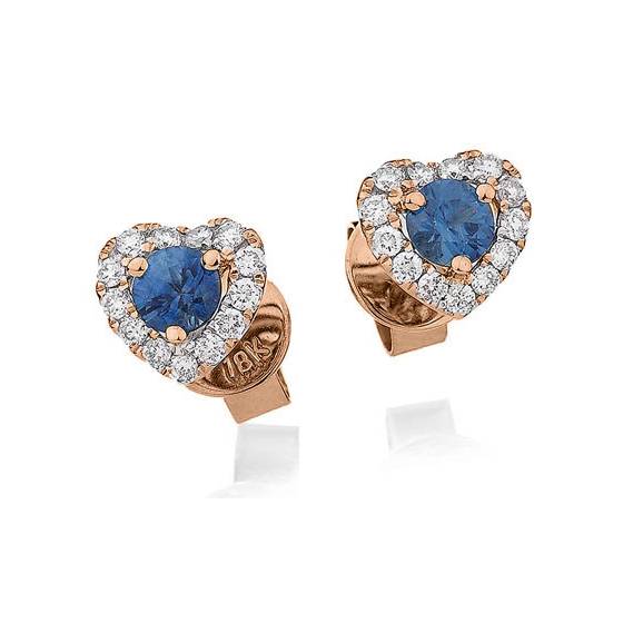 Round Blue Sapphire and Diamond Cluster Earrings