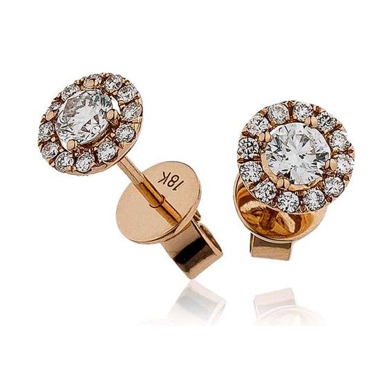 0.55ct VS/E-F Round Natural Diamond Halo Earrings