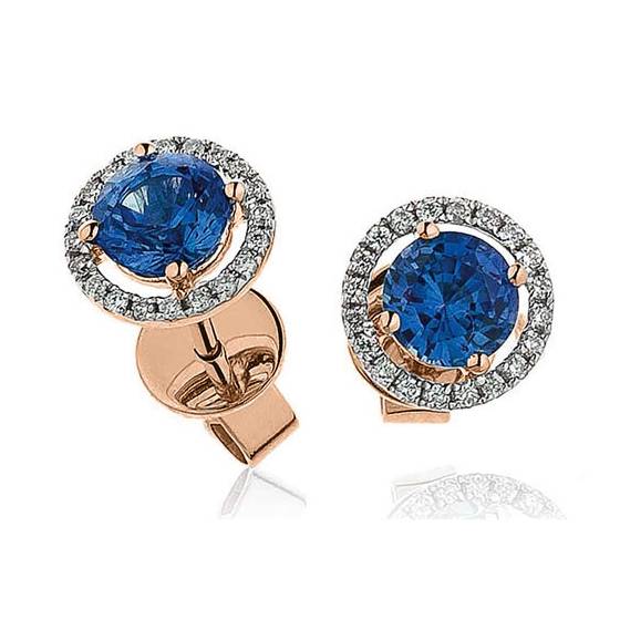 Blue Sapphire and Diamond Cluster Earrings