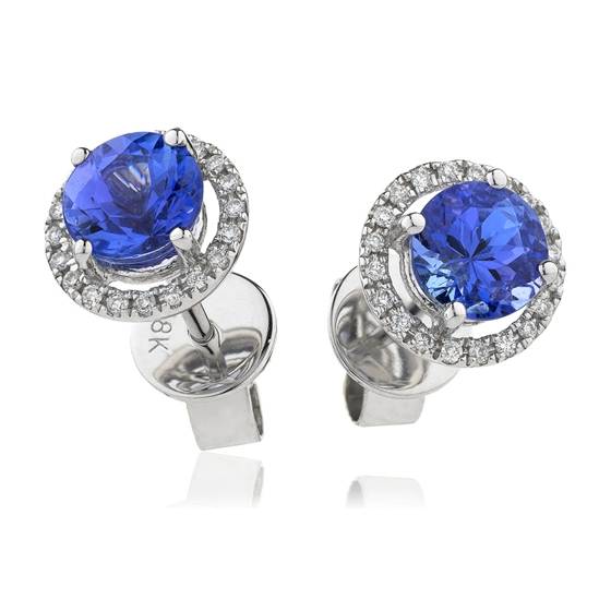 Tanzanite and Diamond Cluster Earrings