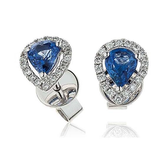 Blue Sapphire and Diamond Cluster Earrings