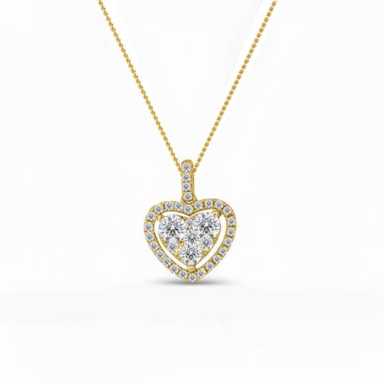 0.70ct Classic Round Diamond Heart Pendant