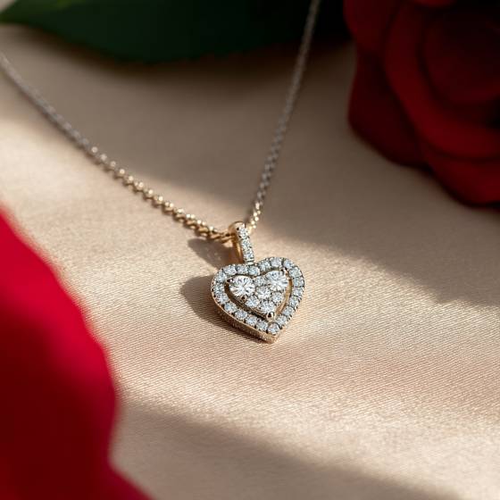 0.40ct Classic Round Diamond Heart Pendant
