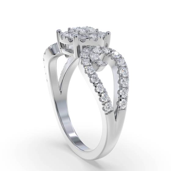 0.70ct Modern Round Diamond Cluster Ring
