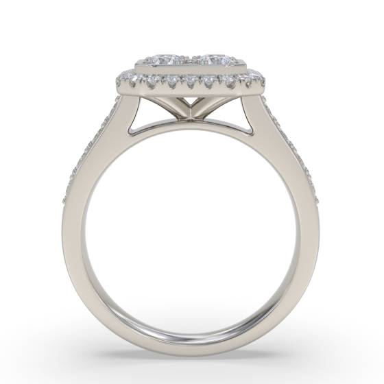 0.90ct Modern Round Diamond Halo Cluster Ring