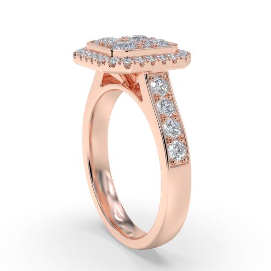 0.90ct Modern Round Diamond Halo Cluster Ring