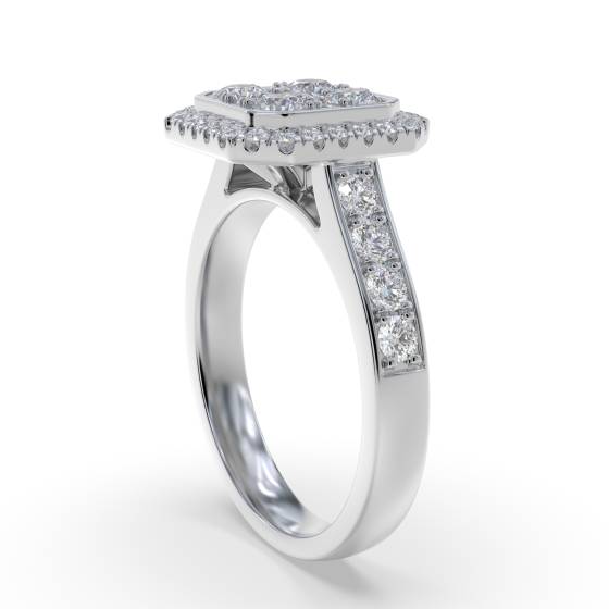 0.90ct Modern Round Diamond Halo Cluster Ring