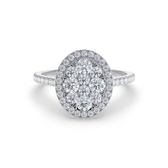 0.40ct VS/E-F Round Natural Diamond Cluster Ring