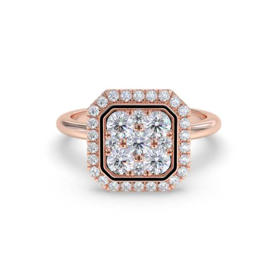 0.70ct Modern Round Diamond Halo Cluster Ring