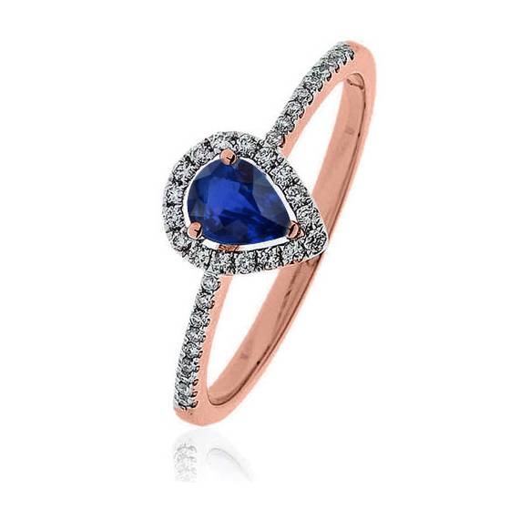 0.50ct Pear Blue Sapphire and Diamond Ring