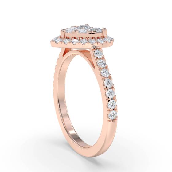 0.45ct Modern Heart Shaped Round Diamond Cluster Ring