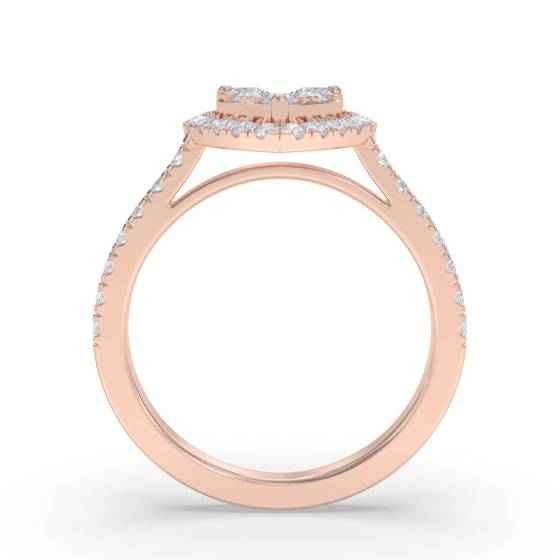 0.45ct Modern Heart Shaped Round Diamond Cluster Ring