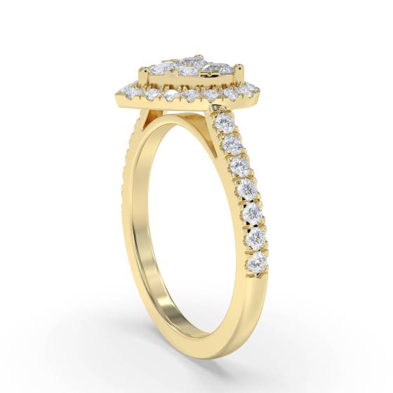 0.45ct Modern Heart Shaped Round Diamond Cluster Ring