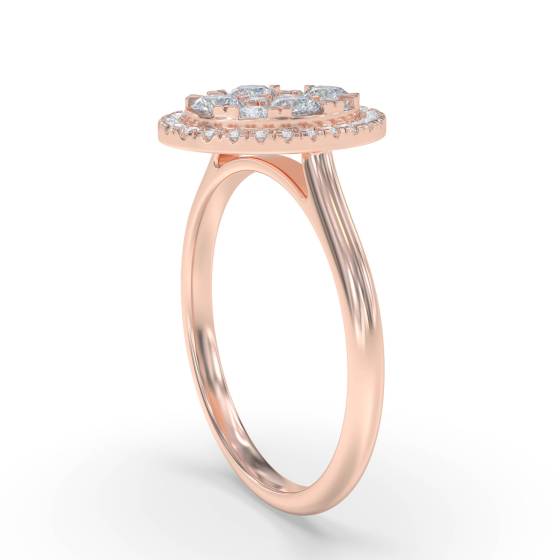 0.40ct Modern Oval Shaped Round Diamond Cluster Halo Ring