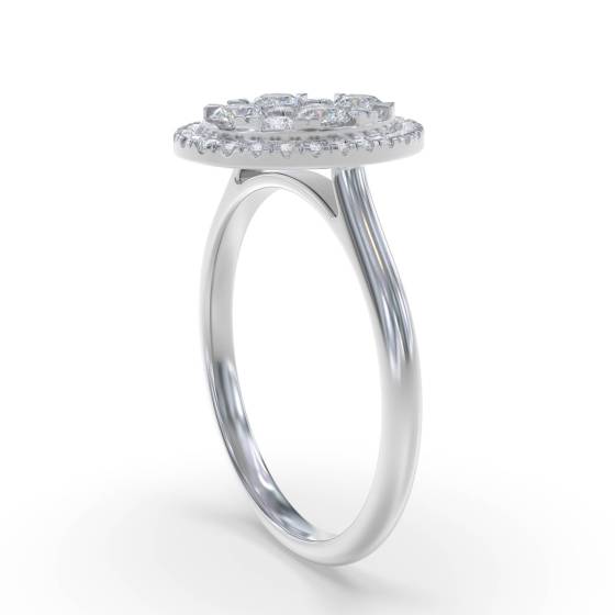 0.40ct Modern Oval Shaped Round Diamond Cluster Halo Ring